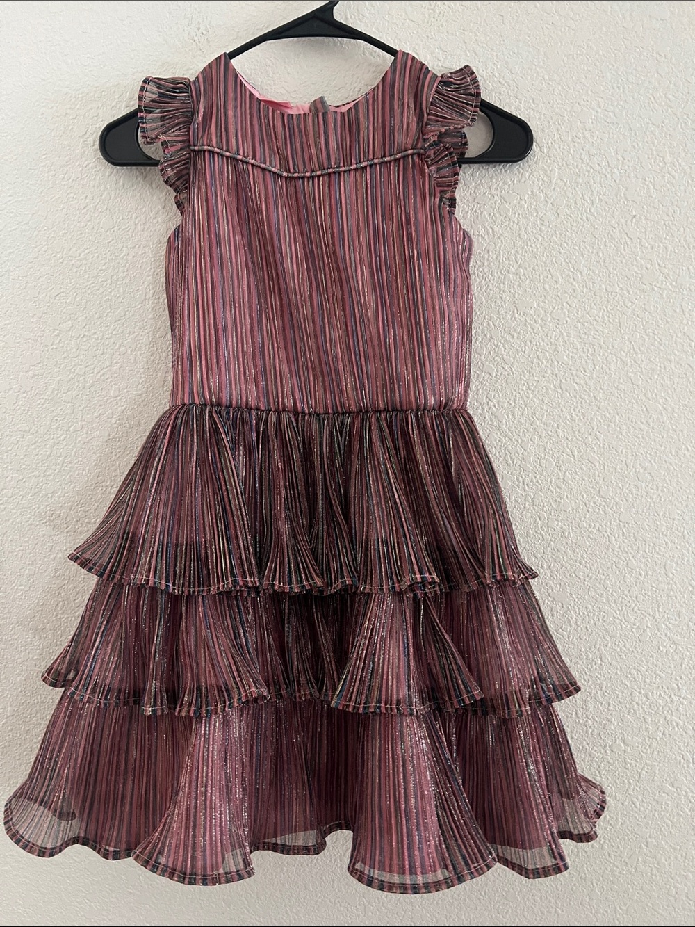 FAO Schwarz Shimmery Pink Tiered Ruffle Party Dress-L3